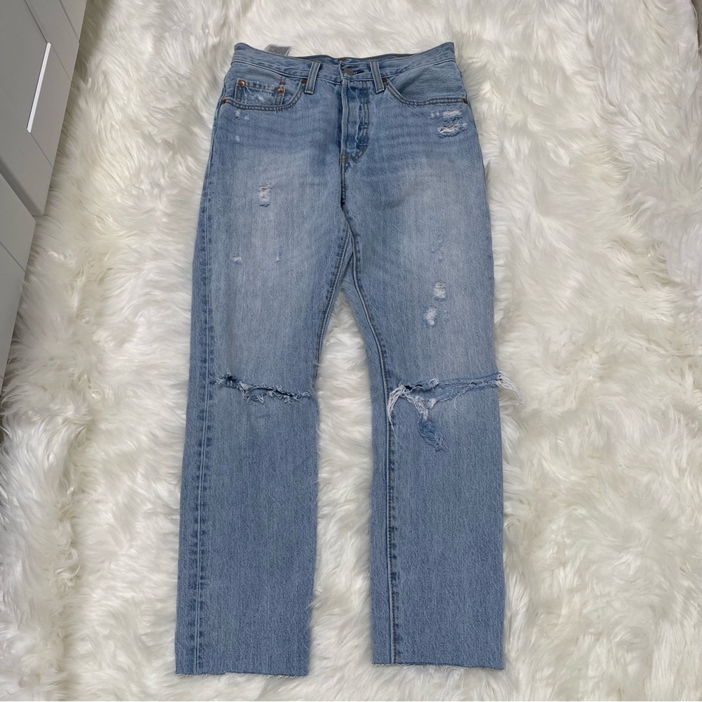 Levi’s 501 straight leg ripped jeans